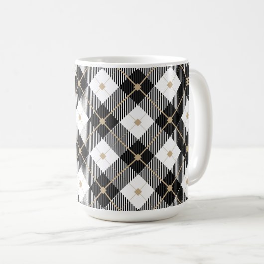Trendy Black White Pset Pattern Koffiemok (Voorkant rechts)