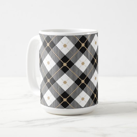 Trendy Black White Pset Pattern Koffiemok (Voorkant links)