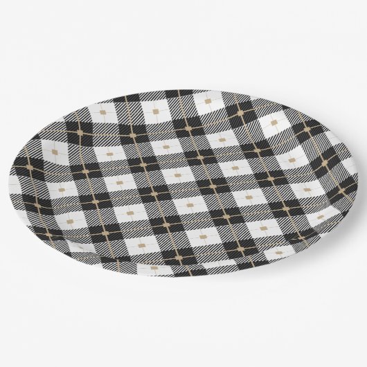 Trendy Black White Pset Pattern Papieren Bordje (Gekanteld)