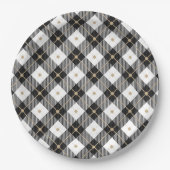 Trendy Black White Pset Pattern Papieren Bordje (Voorkant)
