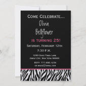 Trendy Black White roze Zebra 25th Birthday Kaart (Achterkant)