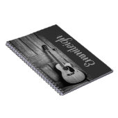 Trendy Black White Rustic Guitar Script Notitieboek (Rechterzijde)