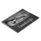 Trendy Black White Rustic Guitar Script Notitieboek (Linkerzijde)