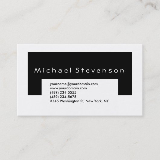 Trendy Black White Simple Plain Visitekaartje (Voorkant)