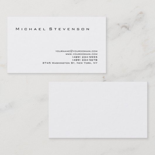 Trendy Black White Simple Plain Visitekaartje (Voorkant / Achterkant)