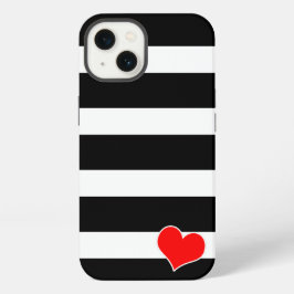 Trendy Black & White Striped iPhone 13 Hoesje