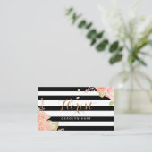 Trendy Black White Stripes Florist Visitekaartje (Staand voorkant)