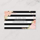 Trendy Black White Stripes Florist Visitekaartje (Achterkant)