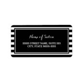 Trendy Black White Stripes Hair and Beauty Salon Etiket (Voorkant)