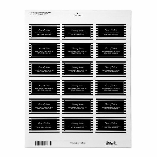 Trendy Black White Stripes Hair and Beauty Salon Etiket (Full Sheet)