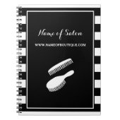 Trendy Black White Stripes Hair and Beauty Salon Notitieboek (Voorkant)