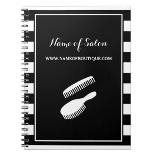 Trendy Black White Stripes Hair and Beauty Salon Notitieboek