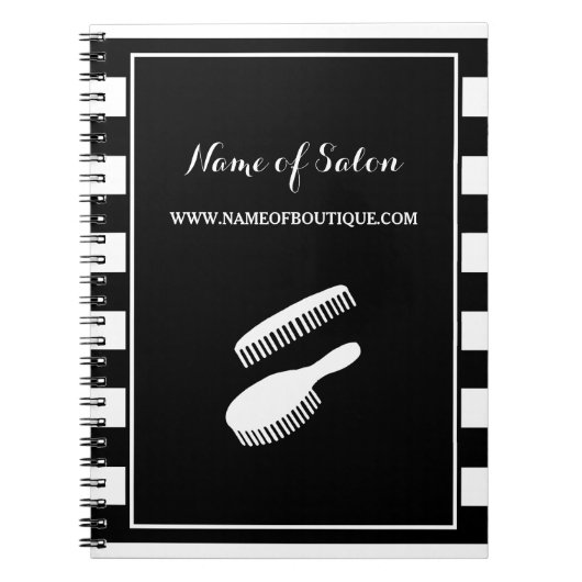 Trendy Black White Stripes Hair and Beauty Salon Notitieboek (Voorkant)