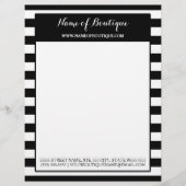 Trendy Black White Stripes Hair and Beauty Salon Persoonlijk Briefhoofd (Voorkant)
