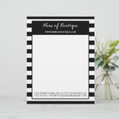 Trendy Black White Stripes Hair and Beauty Salon Persoonlijk Briefhoofd (Staand voorkant)