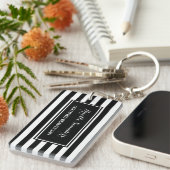 Trendy Black White Stripes Hair and Makeup Artist Sleutelhanger (Voorkant Rechts)
