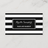 Trendy Black White Stripes Hair and Makeup Artist Visitekaartje (Voorkant)