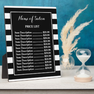 Trendy Black White Stripes Hair Salon Price List Fotoplaat