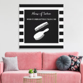 Trendy Black White Stripes Hair Salon Sign Canvas Afdruk (Insitu (Woonkamer))