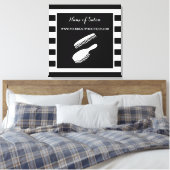 Trendy Black White Stripes Hair Salon Sign Canvas Afdruk (Insitu (Slaapkamer))