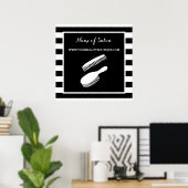 Trendy Black White Stripes Hair Salon Sign Poster (Thuiskantoor)