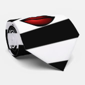 Trendy Black White Stripes, Lips Stropdas (Opgerold)