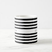 Trendy Black & White Stripes Pattern Name Coffee M Koffiemok (Center)