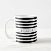 Trendy Black & White Stripes Pattern Name Coffee M Koffiemok (Links)
