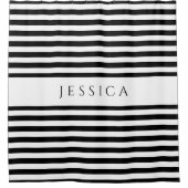 Trendy Black & White Stripes Pattern Name Douchegordijn (Voorkant)