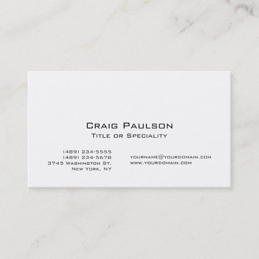 Trendy Black White Stylish Visitekaartje (Voorkant)