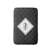 Trendy Black white tartan Personaliseer Monogram Badmat (Voorkant Verticaal)