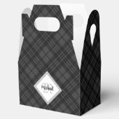 Trendy Black white tartan Personaliseer Monogram Bedankdoosjes (Geopend)
