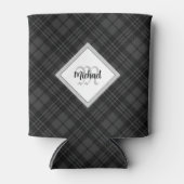 Trendy Black white tartan Personaliseer Monogram Blikjeskoeler (Voorkant)