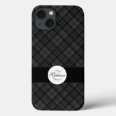 Trendy Black white tartan Personaliseer Monogram Case-Mate iPhone Case (Achterkant)