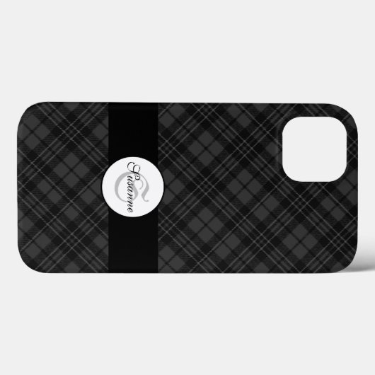 Trendy Black white tartan Personaliseer Monogram Case-Mate iPhone Case (Achterkant (horizontaal))