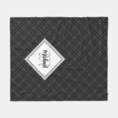 Trendy Black white tartan Personaliseer Monogram Fleece Deken (Voorkant (Horizontaal))