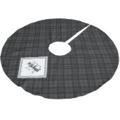 Trendy Black white tartan Personaliseer Monogram Kerstboom Rok (Gekanteld)