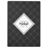 Trendy Black white tartan Personaliseer Monogram Klembord (Achterkant)