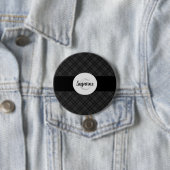 Trendy Black white tartan Personaliseer Monogram Ronde Button 7,6 Cm (In situ)