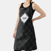 Trendy Black white tartan Personaliseer Monogram Schort (Insitu)