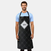 Trendy Black white tartan Personaliseer Monogram Schort (Gedragen)