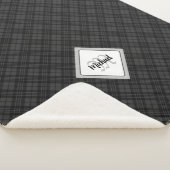 Trendy Black white tartan Personaliseer Monogram Sherpa Deken (3/4)