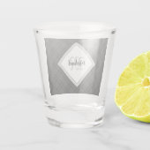 Trendy Black white tartan Personaliseer Monogram Shot Glas (Achterkant)