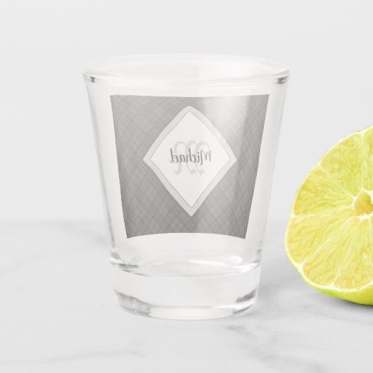 Trendy Black white tartan Personaliseer Monogram Shot Glas (Achterkant)