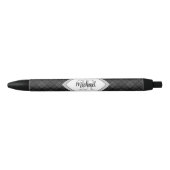 Trendy Black white tartan Personaliseer Monogram Zwarte Inkt Pen (Voorkant)