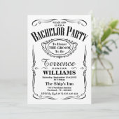 Trendy Black & White Typography Bachelor Party Kaart (Staand voorkant)