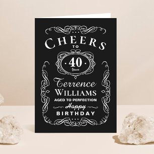 Trendy Black & White Typography Birthday Kaart