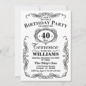 Trendy Black & White Typography Birthday Party Kaart (Voorkant)