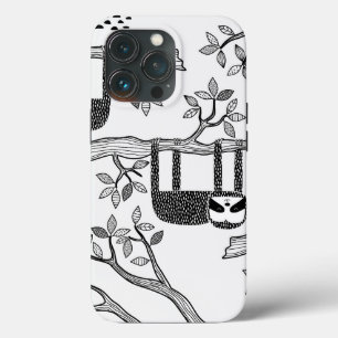 Trendy BLack Witte Moderne Luiaard Stoere Hoesje