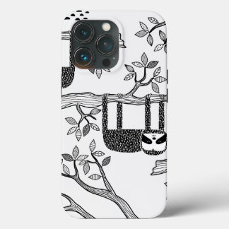 Trendy BLack Witte Moderne Luiaard Stoere Hoesje